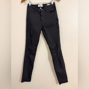 Frame Denim Le High Skinny Distrssed Black Jeans Size 25